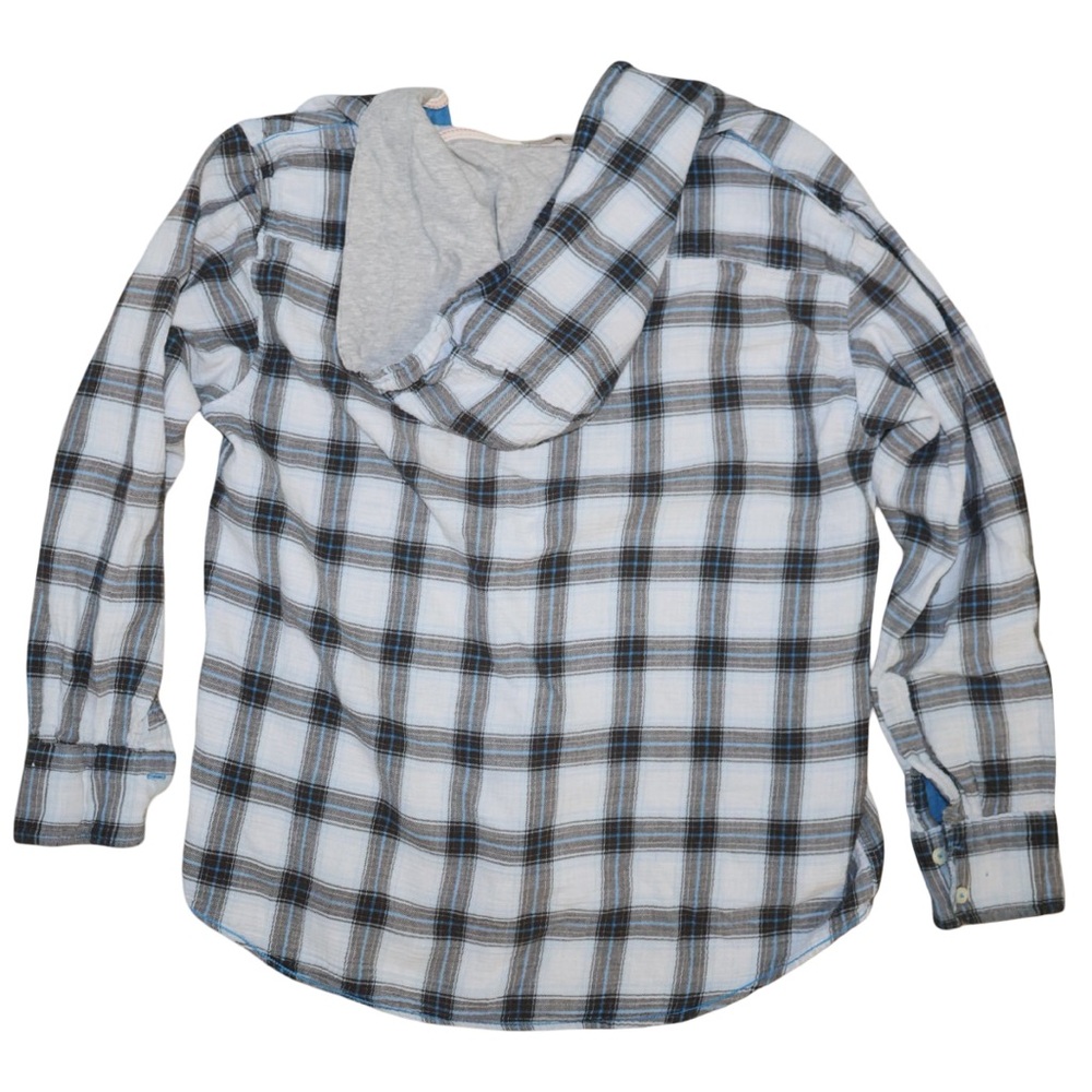 Cotton lightweight hooded‎ flannel. Women's large. 100% cotton. Navy blue & grey - Picture 2 of 6